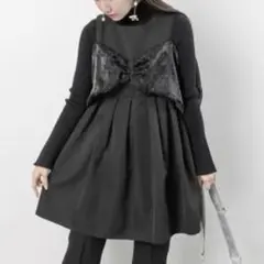 RANDA ランダ　ラインストーンリボンミニワンピースです♡のサムネイル