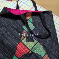 専用　　　FAUCHON トートバッグ 黒/多色 幾何学模様