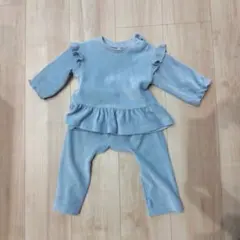 フリル付きライトブルー セットアップ 70