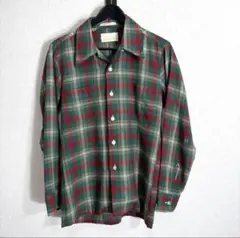 60s Sears オンブレ チェック シャツ グリーンイエロー ブラウン