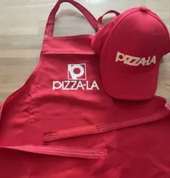 PIZZA-LA 赤 エプロン キャップ セット