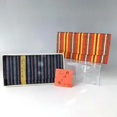 【未使用】絹製 札入れ 民芸工芸 粋染と織 2点組 縞文様 袱紗 伝統