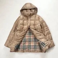 美品　バーバリーロンドン　ダウンコート　ロング　ベージュ　ノバチェック　40