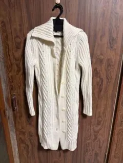 リフレクト　アイボリー ケーブル編み ロングカーディガン