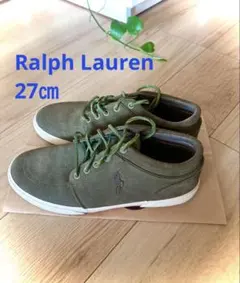 着用1回美品Polo Ralph Lauren革紐スエードスニーカー27㎝