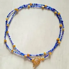 2連風　ビーズ　ネックレス　星　ロングネックレス　ハンドメイド　アクセサリー