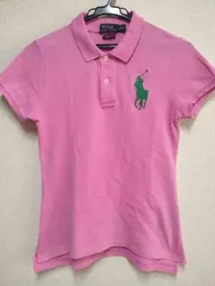【美品】POLO RALPH LAURENスキニーポロ／ビッグポニー／ピンク／M