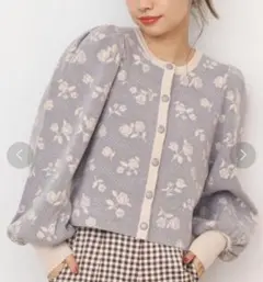 one after another NICE CLAUP ローズ配色カーディガン