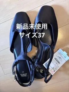 ZARA 新品 サテン フラットシューズ Tストラップ バレエシューズ37のサムネイル