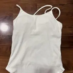 アイボリー リブ編み キャミソール