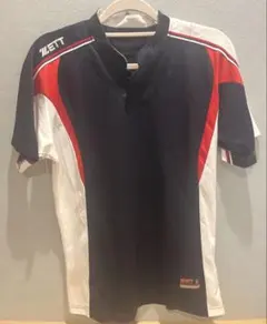 ZETT 野球 ユニフォーム 練習着 ネイビー ホワイト Mサイズのサムネイル