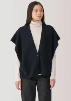 無印良品【新品・未使用】黒 ボレロ ポンチョ ボタン付き