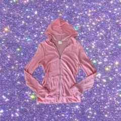 平成ギャル　y2k ベロア　パーカー　ピンク