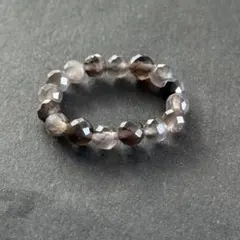 BR981 天然石 パワーストーン ビーズリング アイス＆シルバーオブシディアン