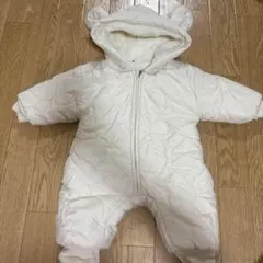 ホワイトロンパース クマ耳付き 95cm未満