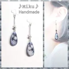 No.581-A　雪の結晶☆冬☆レジン☆ピアス・イヤリング・シルバー