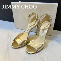 JIMMY CHOO メタリック ゴールド アンクルストラップ パンプス 36のサムネイル