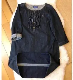 美品本物バーバリーブルーレーベル上質コットンデニムワンピース♫超レア品