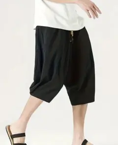 【新品未使用品】ポケット付きクロップドパンツ メンズ ブラック