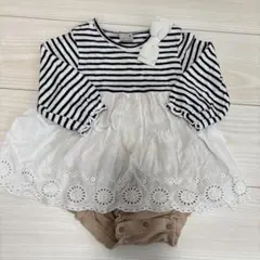 petit main ストライプロンパース 80cm