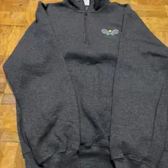 ダークグレー ジッパー付きハイネック トレーナー