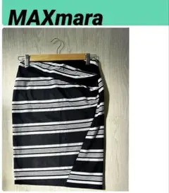 マックスマーラ MAXmara 膝丈タイトスカートボーダー ブラック 黒