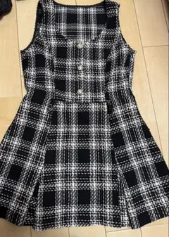 ロービングチェックベルト付きミニワンピース