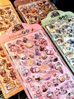 ぷっくり3Dシール Delicious デコシール 4枚セットまとめ売り