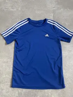 adidas 青 Tシャツ 3本ライン キッズ 150cm