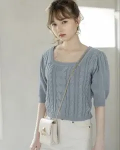 GRL スクエアケーブル編みニットトップス