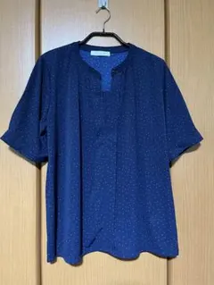 【値下げ】 green parks ネイビー ドット柄 半袖シャツ