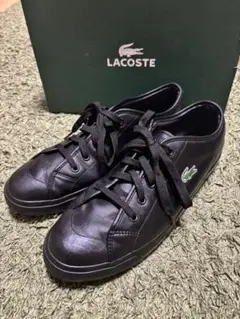 LACOSTE ブラック レザー スニーカー