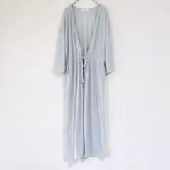 【美品】ショコラ◆羽織りワンピース2WAY◆紐調整ポケット付きライトグレー◆F