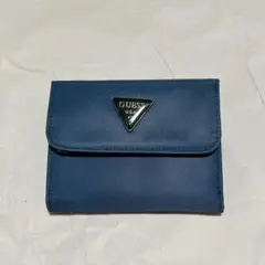 ⁠GUESS ゲス 三つ折り財布 サテン調 ミニ財布 ロゴ ネイビー パスケースのサムネイル
