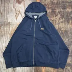 L.L.BEAN ジップアップ パーカー ネイビー フード裏 フリース Y2K