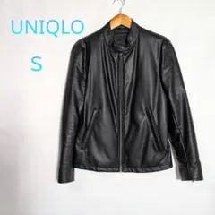 UNIQLO シングルライダースジャケット25 S ブラック ダブルジップ