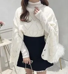 apres jour 2WAYハート透かし編みニットプルオーバー ホワイトのサムネイル