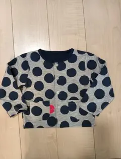 ドット柄カーディガン（クジラ刺繍）