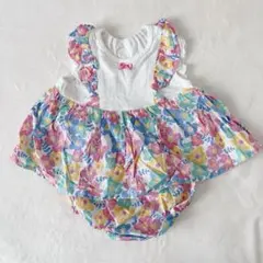 美品　西松屋 花柄 セットアップ 90 チュニック フリル リボン　女の子