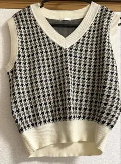 ジーユー　ジャカードベスト　千鳥柄　Lサイズ