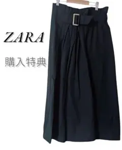 【購入特典】ZARAザラフレアスカートブラックロング無地オフィスS
