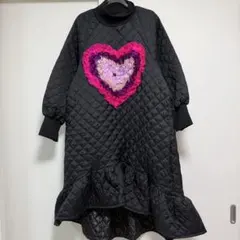 コビナイ キルティングワンピース ハート フレア ティアード リブ