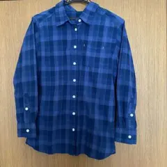 ネイビー系チェック 長袖シャツ