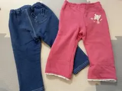 キムラタン＊クーラクール＊デニムブルーとピンクのパンツ ズボン＊80