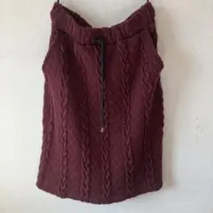 ケーブルニット バーガンディ ミニスカート