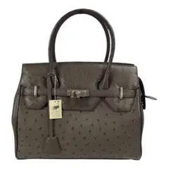 【新品未使用】オーストリッチレザー ブラウンハンドバッグ