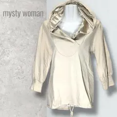 Misty woman ミスティーウーマン 7分袖フード カットソー ベージュ