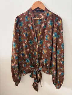 ZARA BASIC 花柄 長袖 ブラウス XS