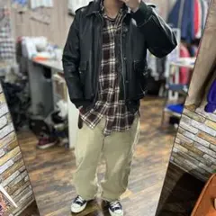 牛革 古着 90s アメカジ L ブラックレザーライダースジャケット