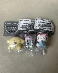 サンリオふわふわフロッキーマスコット3体セットGRWMマスコットチャーム　ガチャ